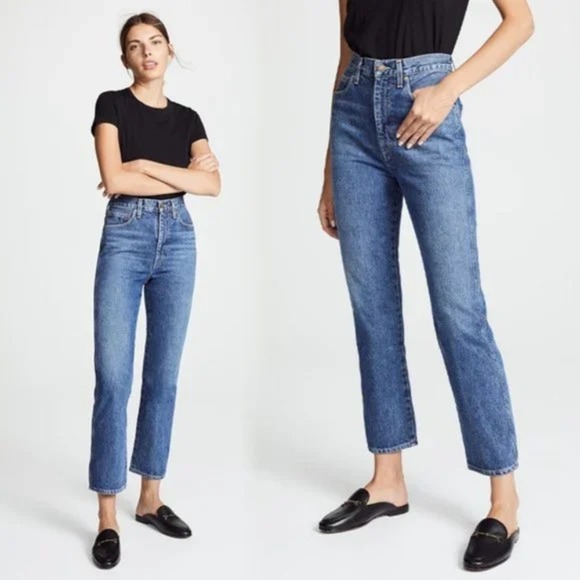 Agolde High Rise Denim Jeans in Classic Blue - Picture 2 of 9